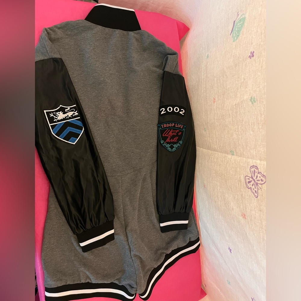 Women’s Gray and Black Varsity romper
